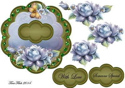 Blue Rose Card Topper