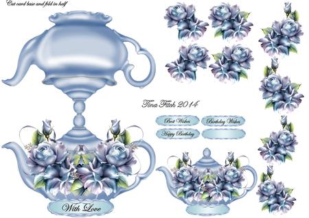 Teapot Shaped Card with Decoupage