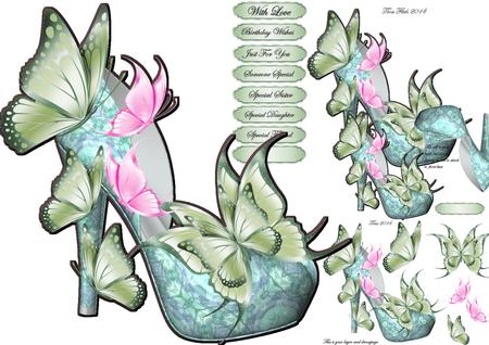 Butterfly Green Shoe Card Mini Kit