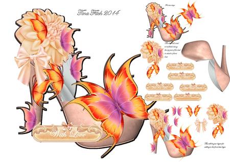Butterfly Peach Shoe Card Mini Kit