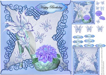 Blue Fancy Shoe Card Mini Kit