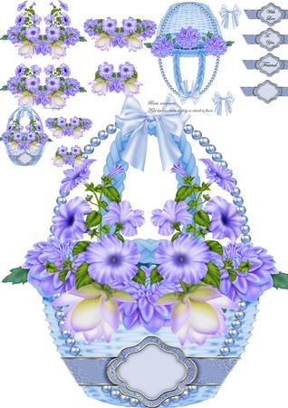 Blue Hanging Floral Basket Mini Kit