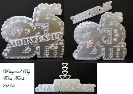 3D 25th Shaped Cardtopper and Sentiments