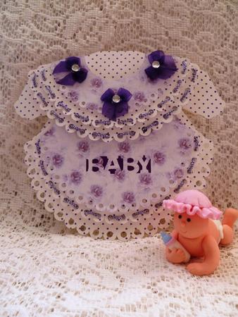 Scalloped Layered Baby Dress Card - Cameo