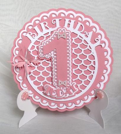 Scalloped 1st Birthday Plate & Stand