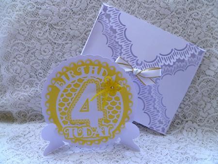 Scalloped 4th Birthday Plate Stand & Box