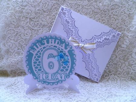 Scalloped 6th Birthday Plate Stand & Box