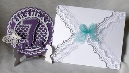 Scalloped 7th Birthday Plate Stand & Box