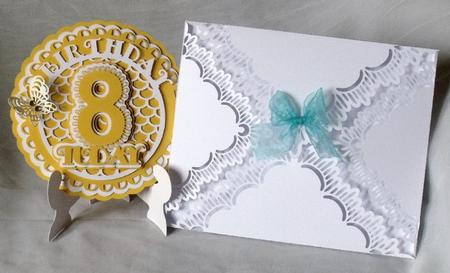 Scalloped 8th Birthday Plate Stand & Box