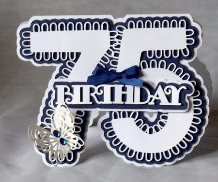 Stand Alone Scalloped Number 75 Birthday