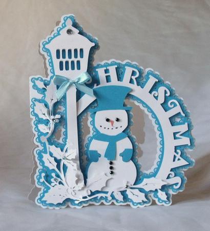 Christmas Snowman Lamp Card