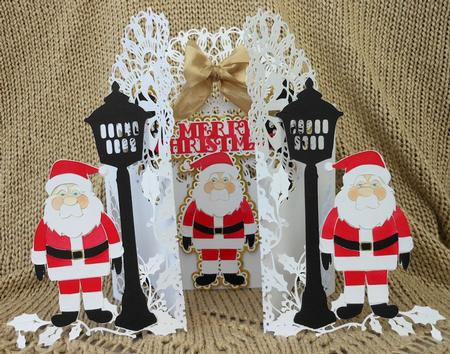 Christmas Santa & Lamp Door Card