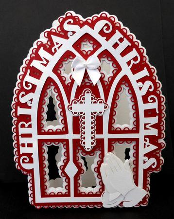 Scalloped Praying Hands Cross Card