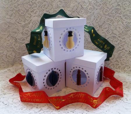Set of 3 Layered Fancy Christmas Favour Boxes
