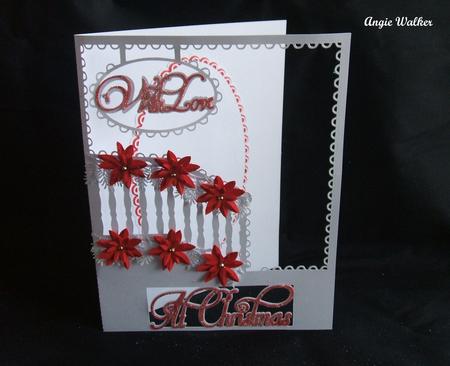 Poinsettia Decorated Stairs Card