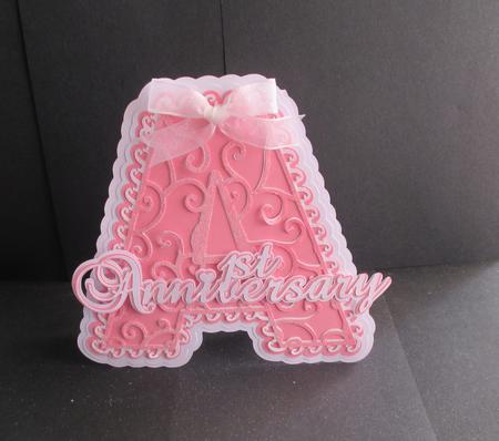 Filigree Letter 1st Anniversary Card