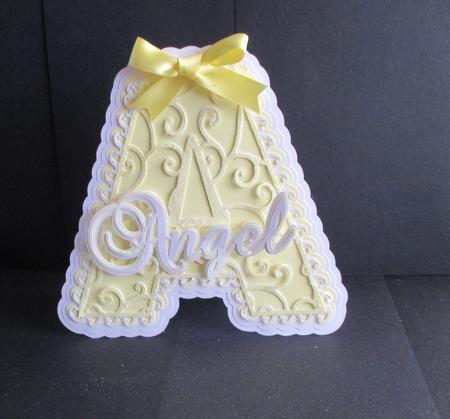 Filigree Letter Angel Name Card