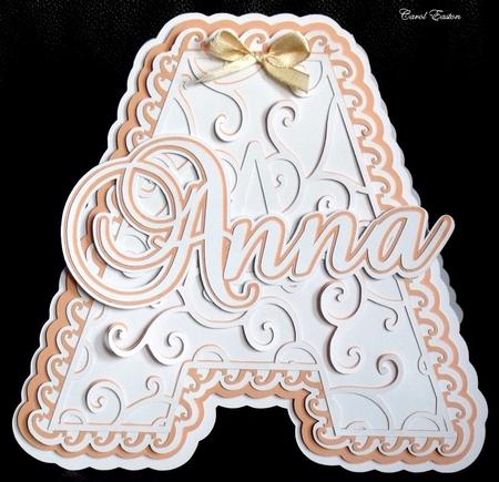 Filigree Letter Anna Name Card