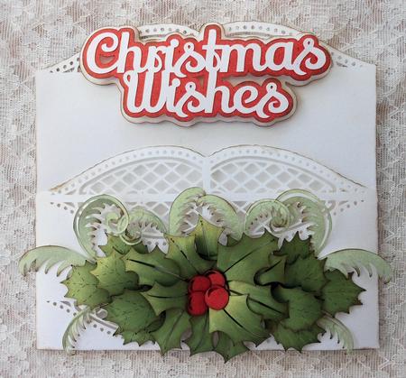Christmas Wishes Holly Wreath Topper