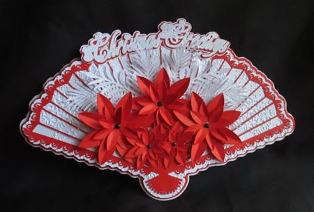 Christmas Poinsettia Fan Card