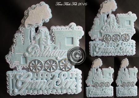 1st Birthday Grandson Train Card