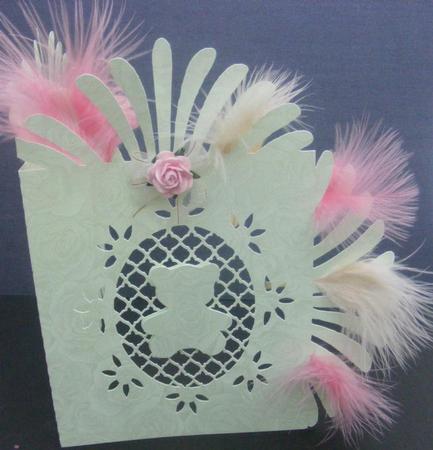 Feather Edged Lattice Baby Card