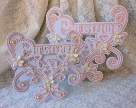 Swirly Layered Christening Day Card & Topper Set