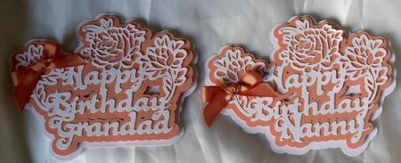 Birthday Nanny & Grandad Floral Toppers