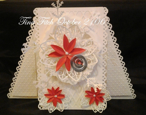Christmas Poinsettia Triangle base card, All formats
