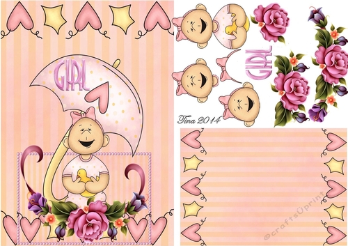 New Baby Girl Overlap Card Kit