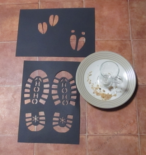 Santa, Elf & reindeer Foot prints Stencil TF0183, All formats