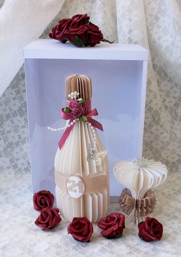 3D Celebration Bottle & Glasses with Box. All formats