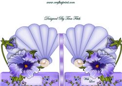With Love Pansy Scalloped Fan Shaped Card