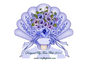 Blue Pansy Fan & Stand