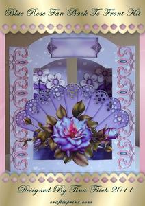 Blue Rose Fan Back to Front Card Kit