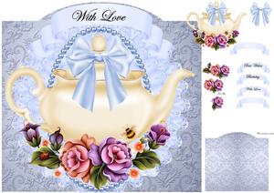 Blue Floral Teapot Card Mini Kit