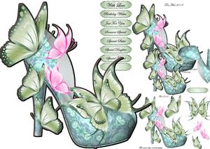 Butterfly Green Shoe Card Mini Kit