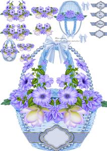 Blue Hanging Floral Basket Mini Kit
