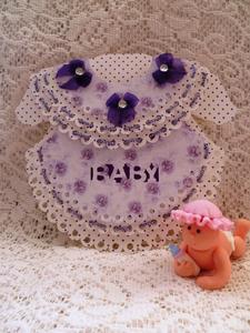 Scalloped Layered Baby Dress Card - Cameo