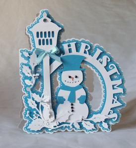 Christmas Snowman Lamp Card
