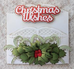 Christmas Wishes Holly Wreath Card