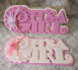 Scalloped It's a Girl Card & Topper Set - Only
