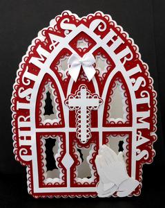 Scalloped Praying Hands Cross Card