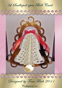 3D Scalloped Christmas Bell Open Card