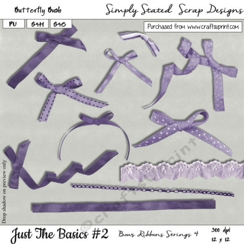 JTB2 - Butterfly Bush - Bows, Ribbons & Strings - Pack 4