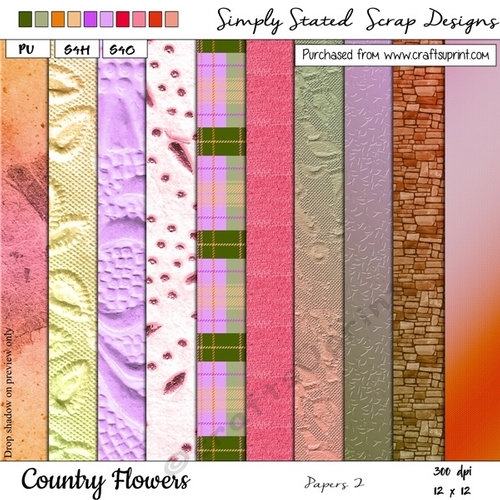 Country Flowers - Patterned Paper Pack #2 - 12 x 12