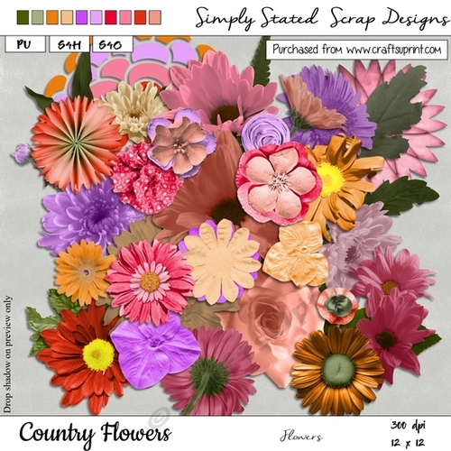 Country Flowers - Flowers & Leaves