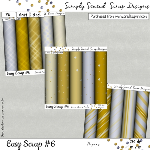Easy Scrap # 6 - Sparkle, Spots & Hearts, Striped Papers - 12 x 12