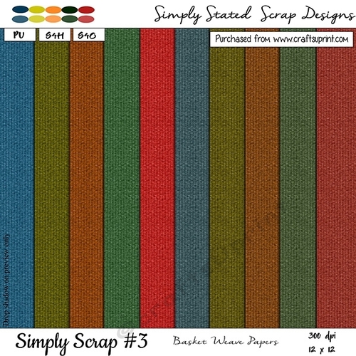 Simply Scrap #3 - Basket Weave Papers - 12 x 12