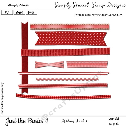 Just the Basics #1 - Alzarin Crimson - Ribbons Pack #1